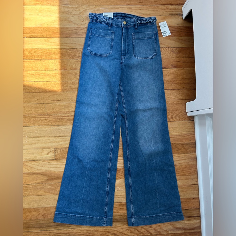 H&M High Waisted Braided Denim Pants